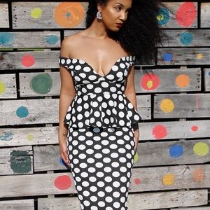 Boohoo Polkadot Peplum Dress